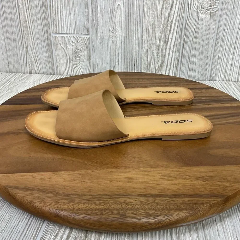Soda Women's Size 11 Brown Suede Air Way Slip On Sandals Slides